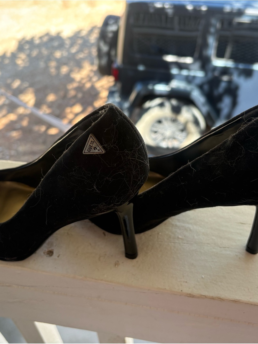 Guess Black Suede Mid-Heel Pumps